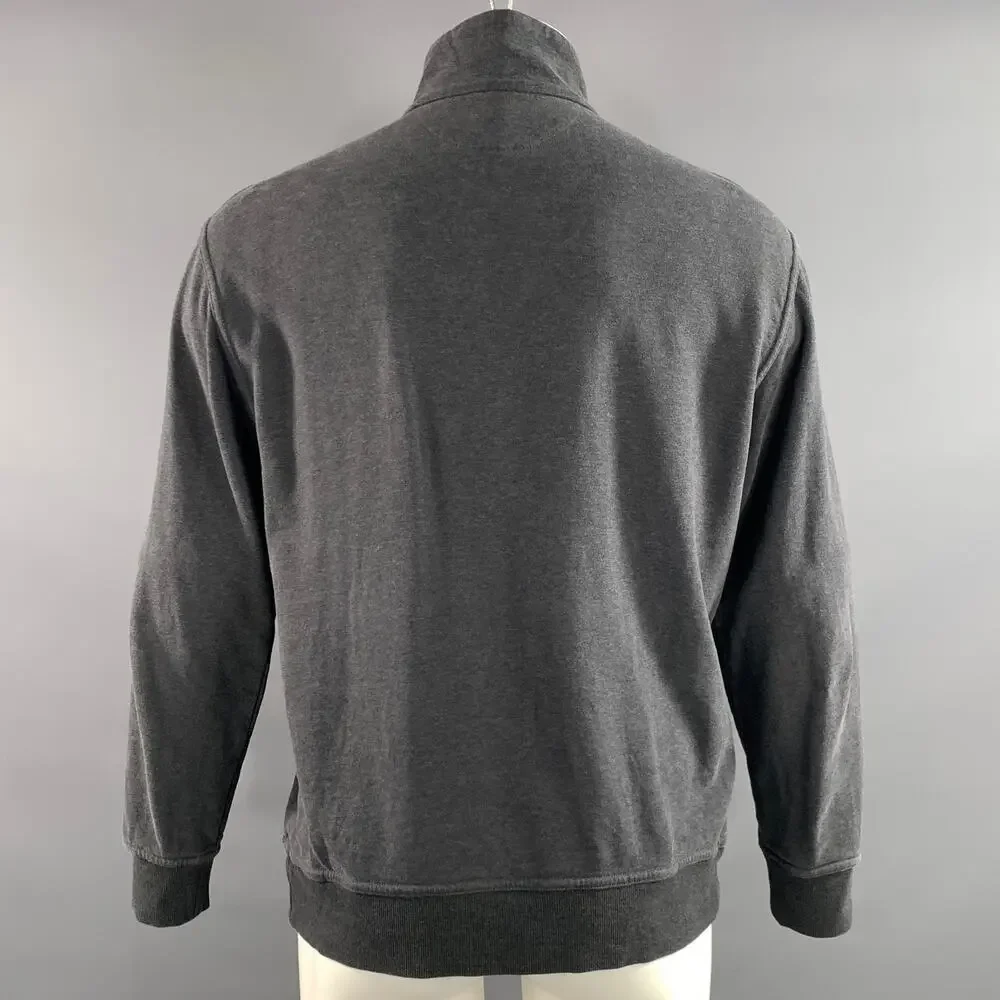 BRUNELLO CUCINELLI Size M Grey Heather Cotton 1/2 zip Pullover
